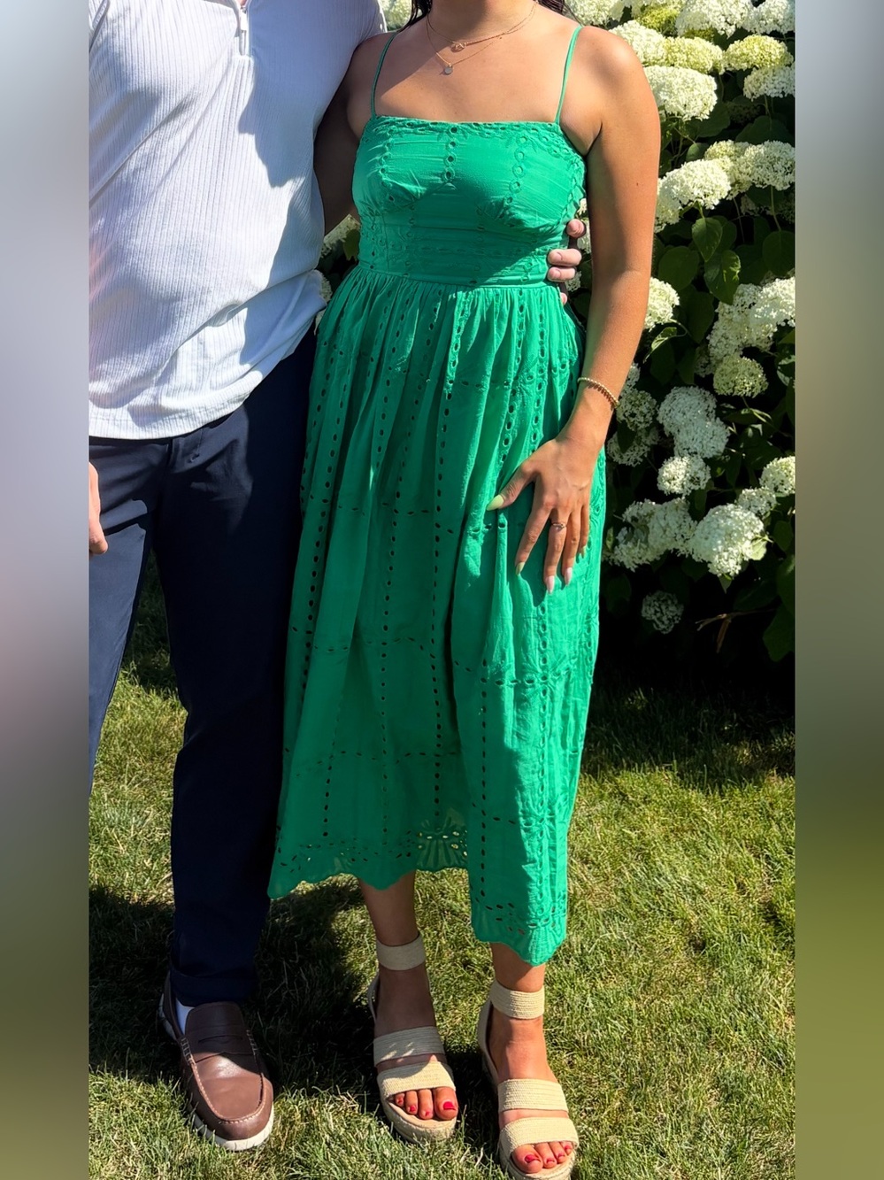 Amor Green Eyelet Midi Dress